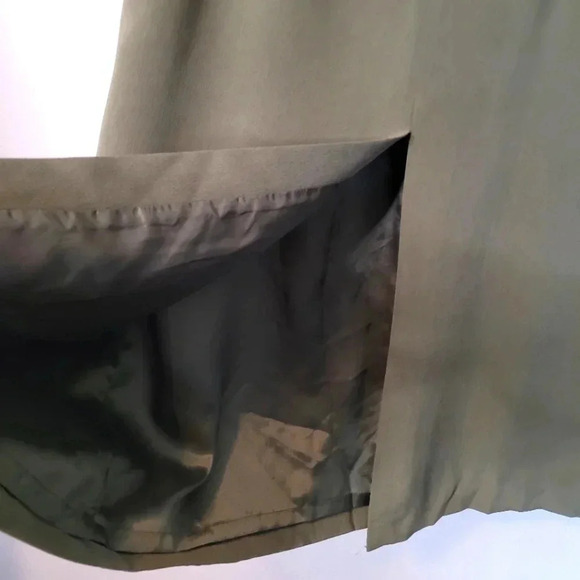 DIANE VON FURSTENBERG SILK green quiet luxury sophisticated career Maxi Skirt L - Picture 2 of 9
